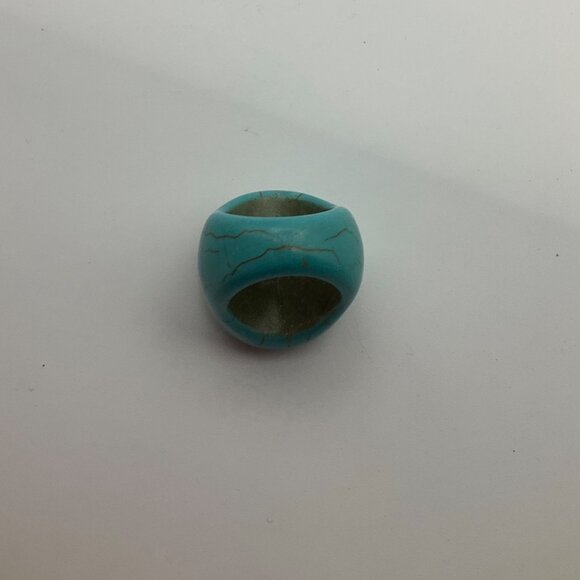 VTG Chunky Artisan Handmade Turquoise Color tone Round Ceramic Ring Plus size 9. - Picture 8 of 9